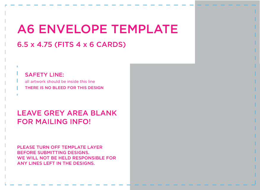 A6 Envelope Template - Pink