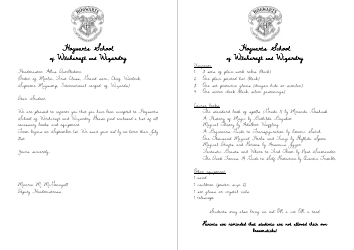 Hogwarts Letter and Envelope Templates, Page 3
