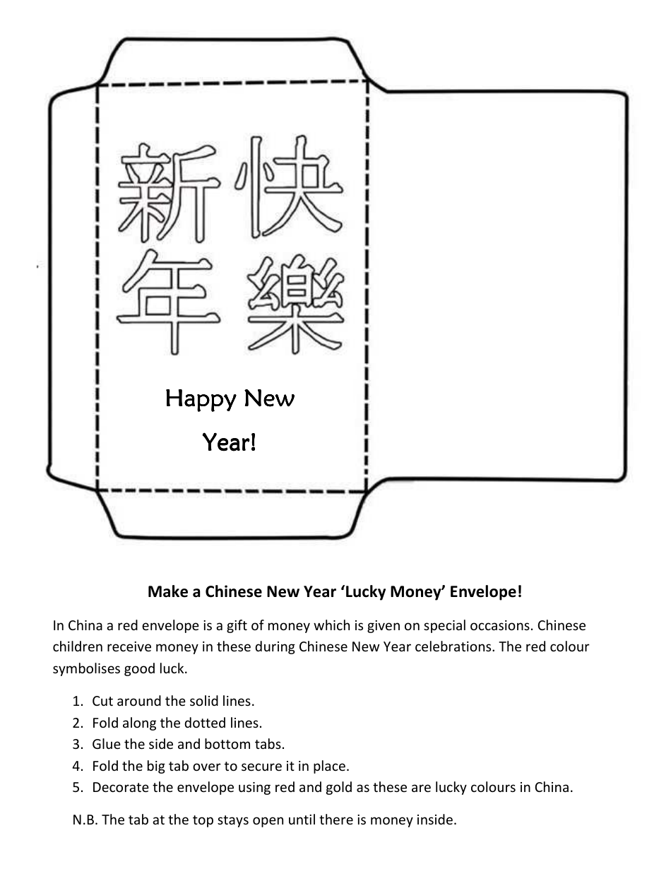 Chinese New Year Lucky Money Envelope Template Download Printable Pdf