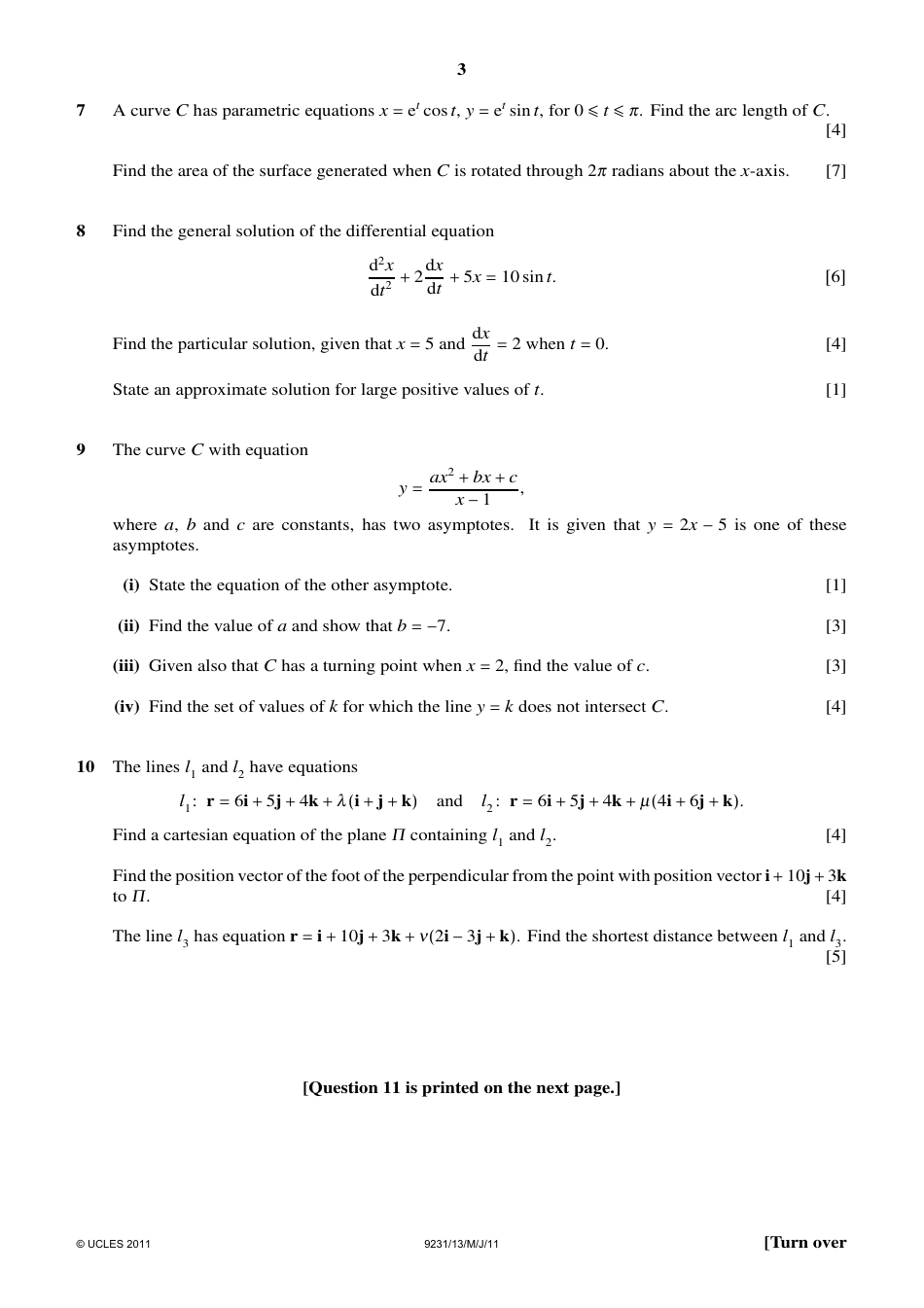 May / June 2011 University of Cambridge International Examinations: Further Mathematics Paper 1, Page 3