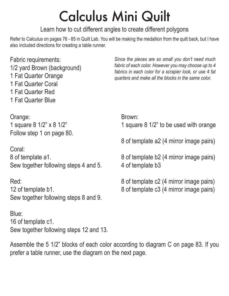 Science Mini Quilt Pattern, Page 4