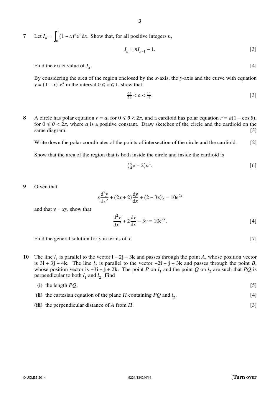 October / November 2014 Cambridge International Examinations: Further Mathematics Paper 1, Page 3