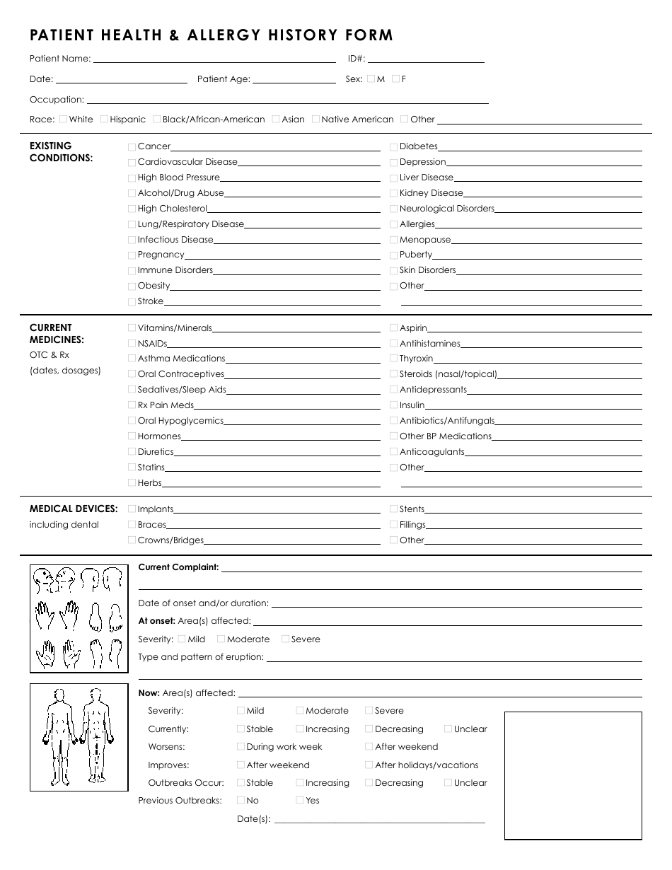 Patient Health  Allergy History Form - Smartpractice, Page 1
