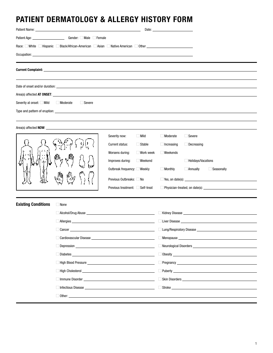 Patient Dermatology & Allergy History Form - Smartpractice - Fill Out ...