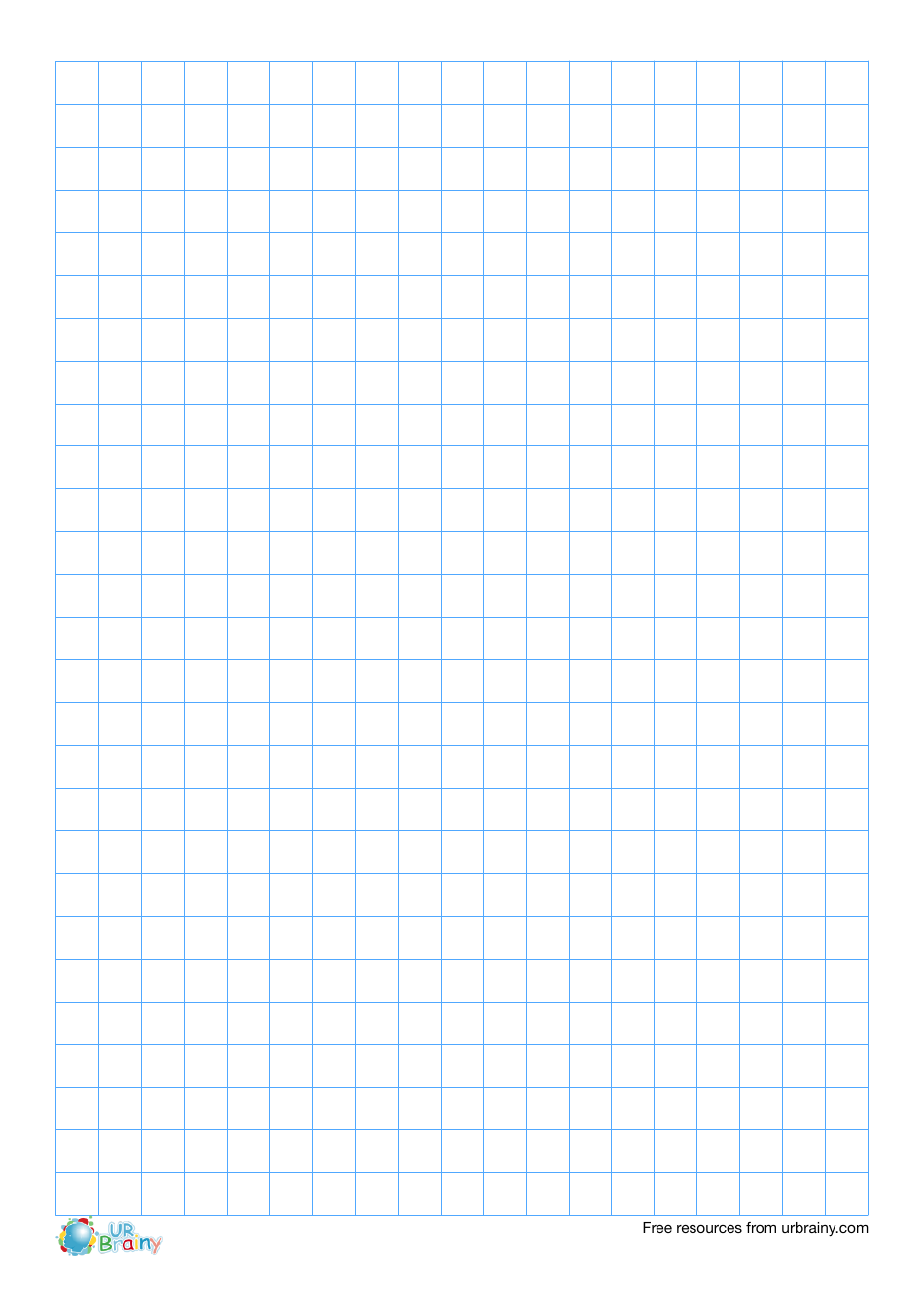 Graph Paper Template - 1cm Squares Blue, Page 1