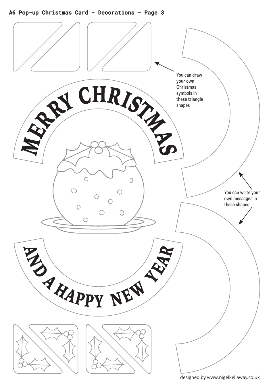A6 Pop-Up Christmas Card Templates, Page 3