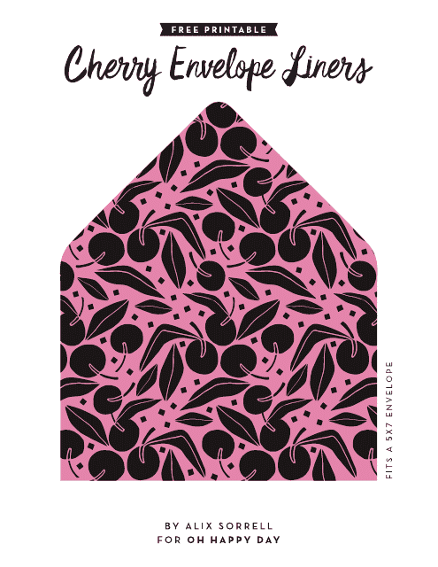 Cherry 5x7 Envelope Liner Template - Professional Design for Greeting Cards