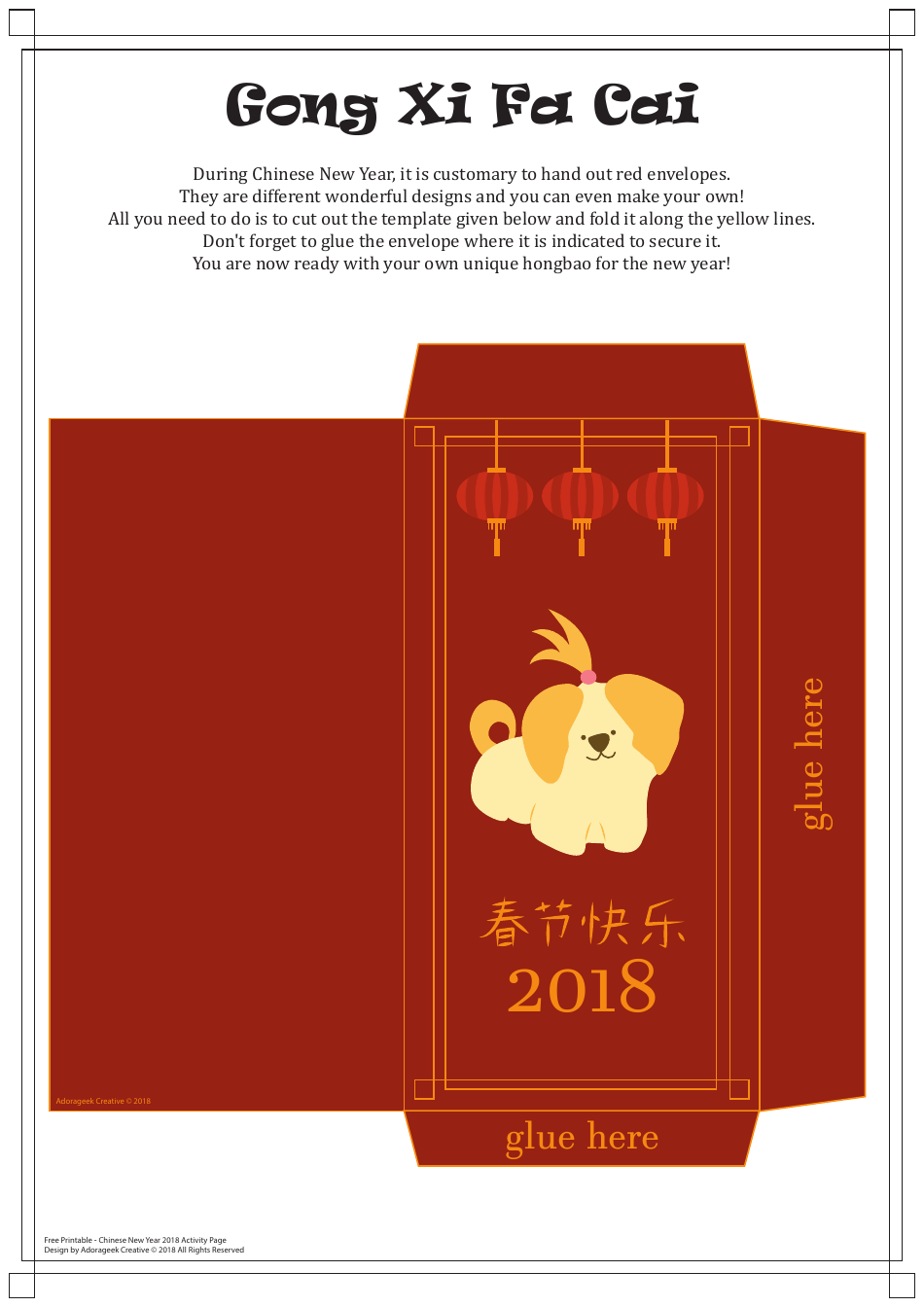 Chinese New Year Envelope Template Gong Xi Fa Cai Adorageek