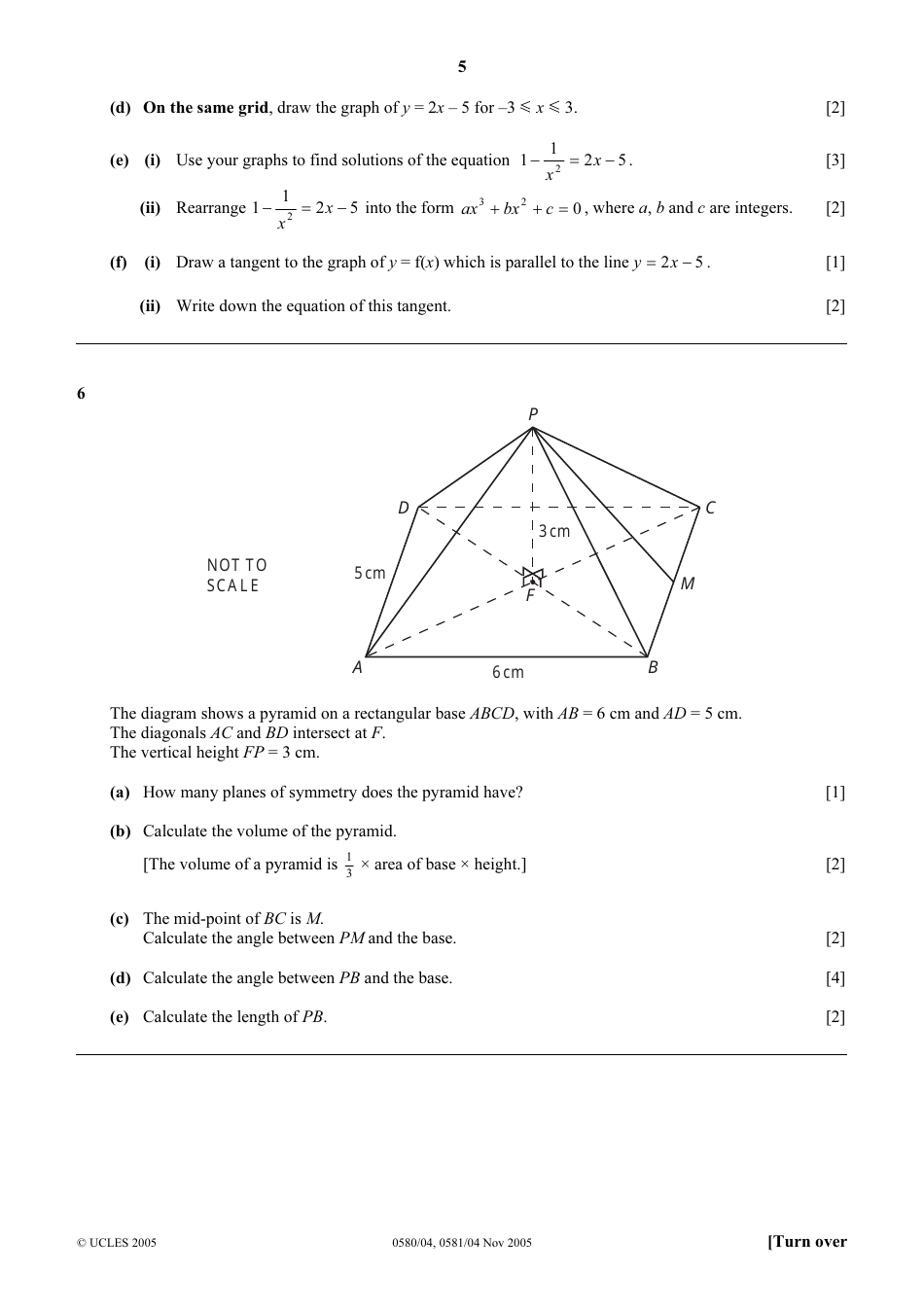 October / November 2005 University of Cambridge International Examinations: Mathematics Paper 4 (Extended), Page 5