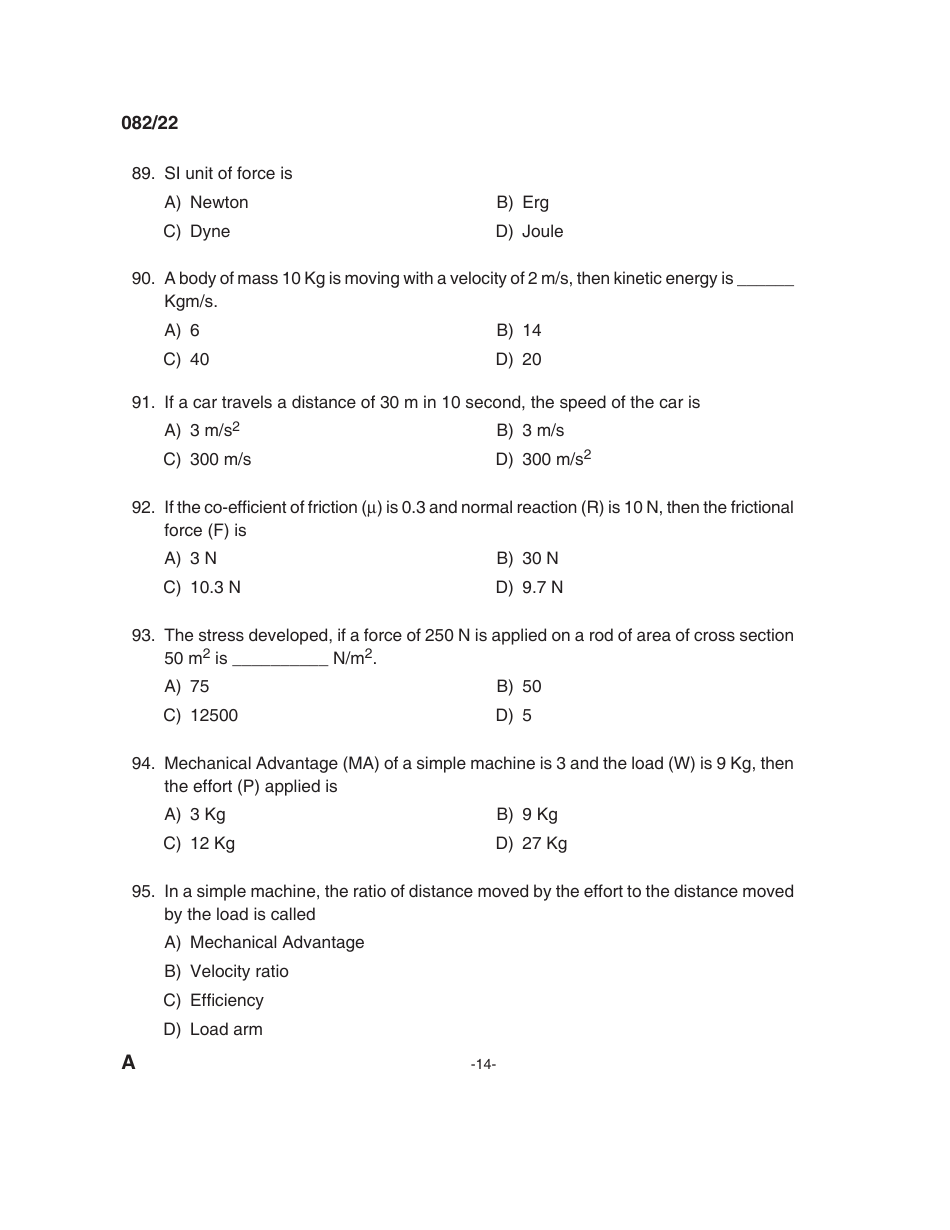 082 / 22 Question Booklet Alpha Code a, Page 14