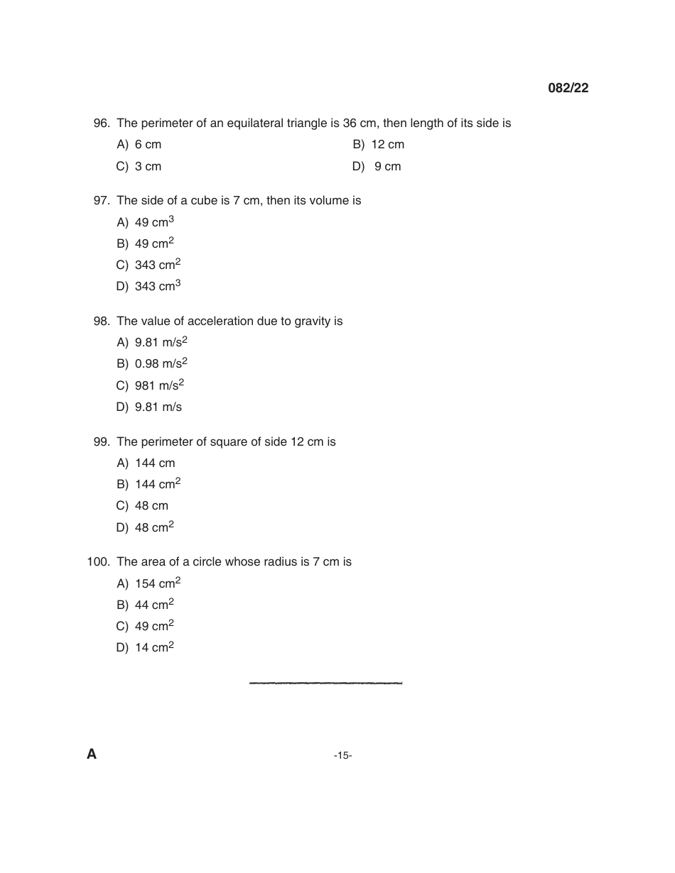082 / 22 Question Booklet Alpha Code a, Page 15