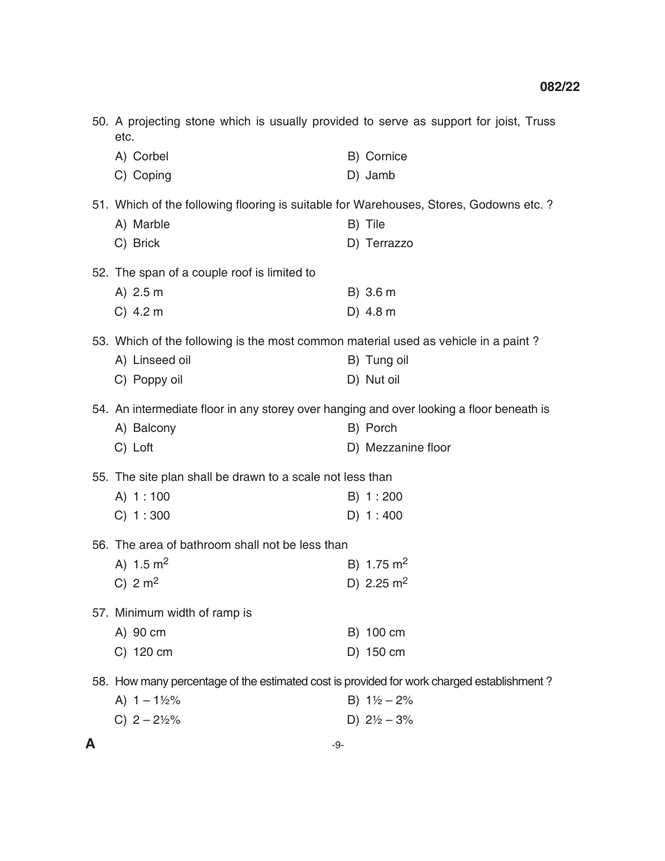 082 / 22 Question Booklet Alpha Code a, Page 9