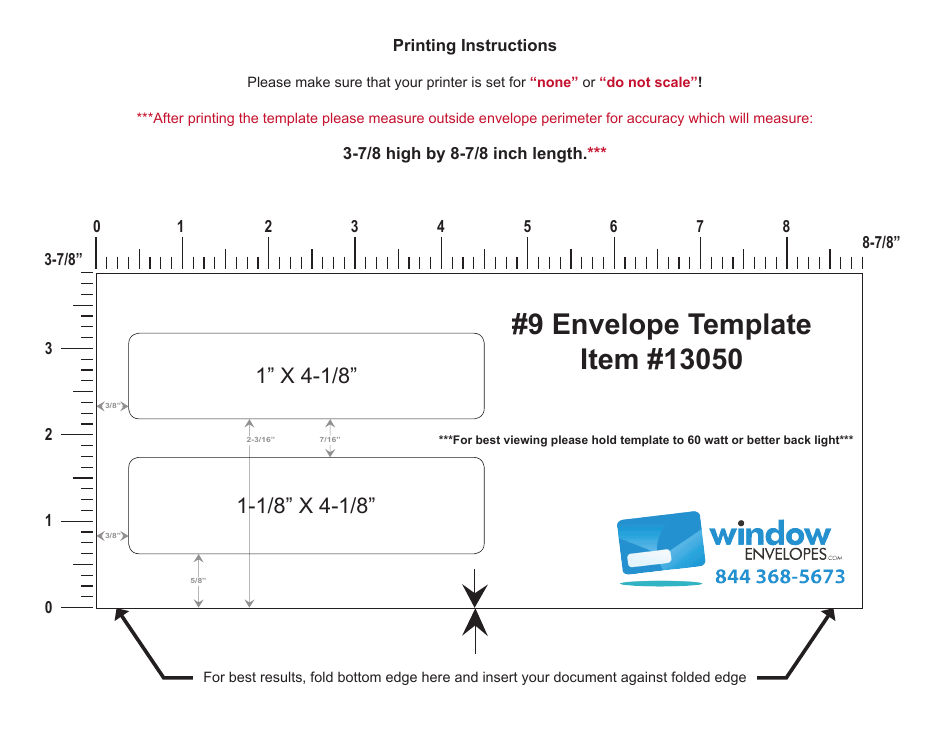 3-7/8 X 8-7/8 Inch Envelope Template Preview Image