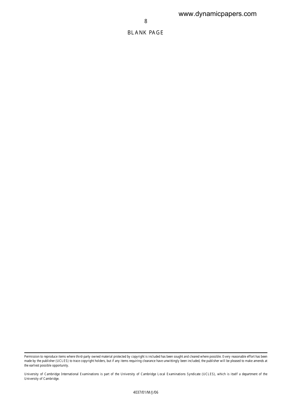 May / June 2006 University of Cambridge International Examinations: Additional Mathematics Paper 1 - 4037 / 01, Page 8