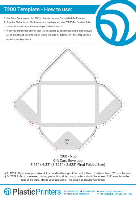 6.75" X 6.25" Gift Card Envelope Template - Preview