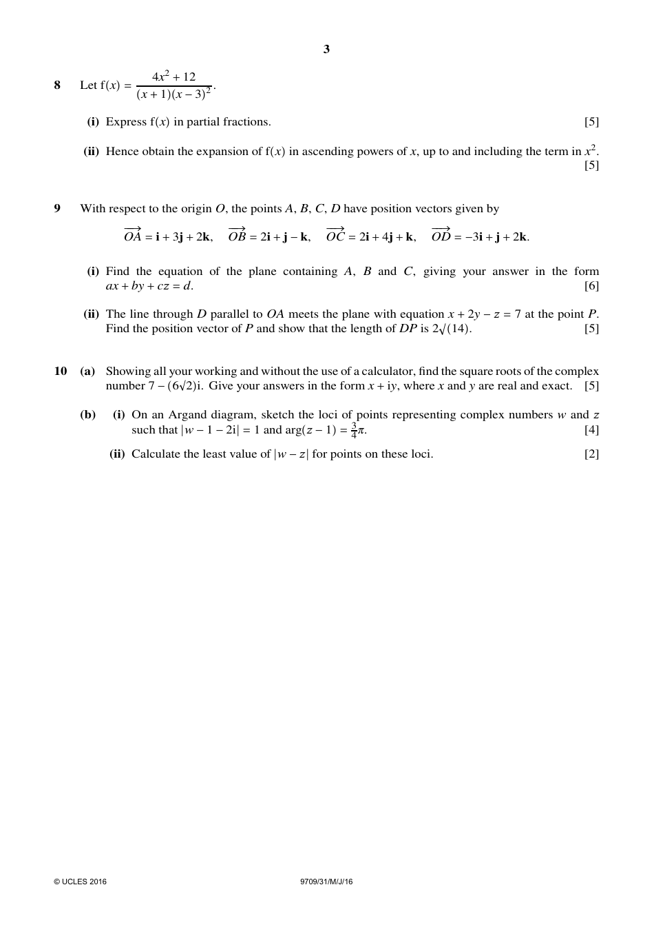 May / June 2016 Cambridge International Examinations: Mathematics Paper 3 Pure Mathematics 3 (P3), Page 3