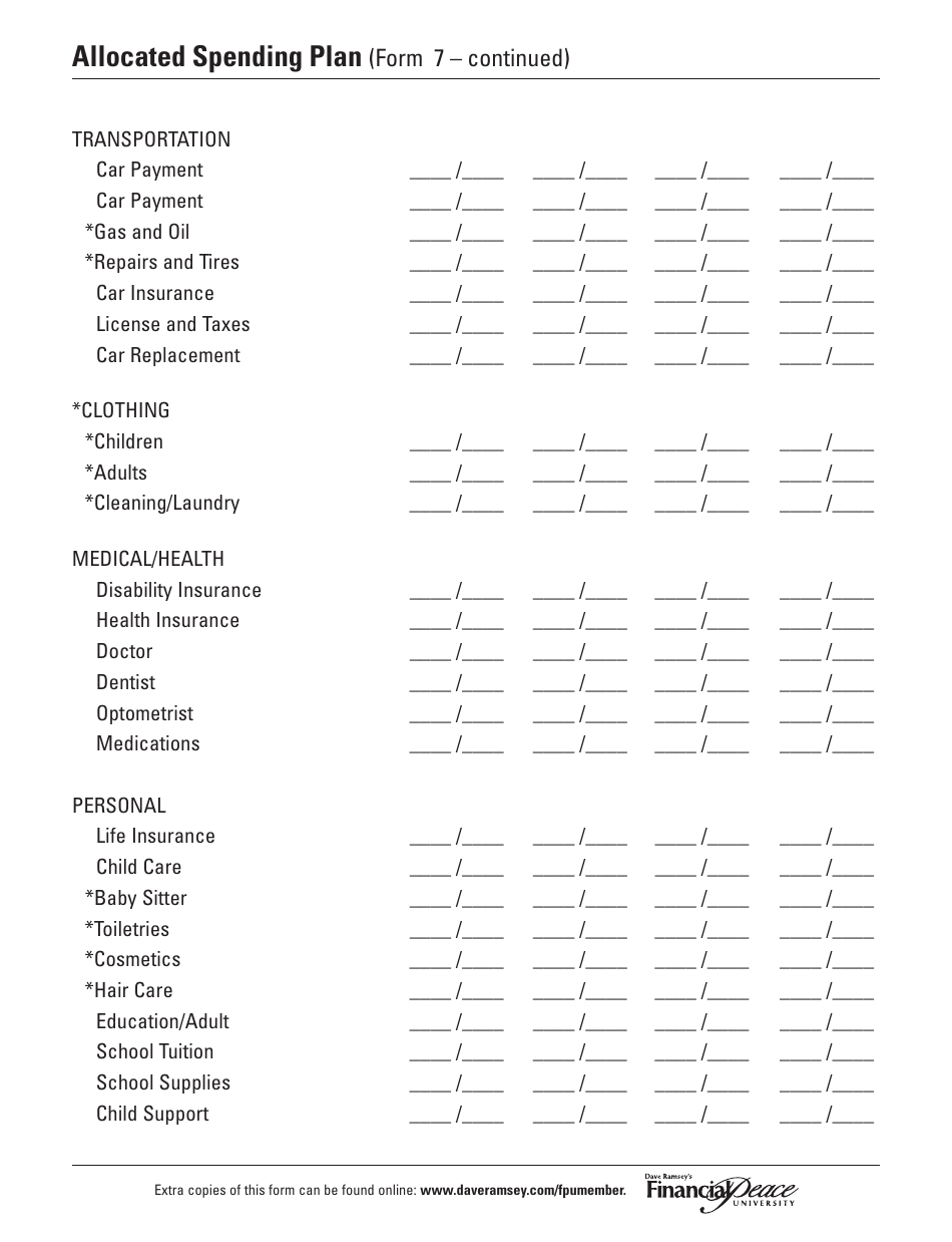 Allocated Spending Plan, Page 3