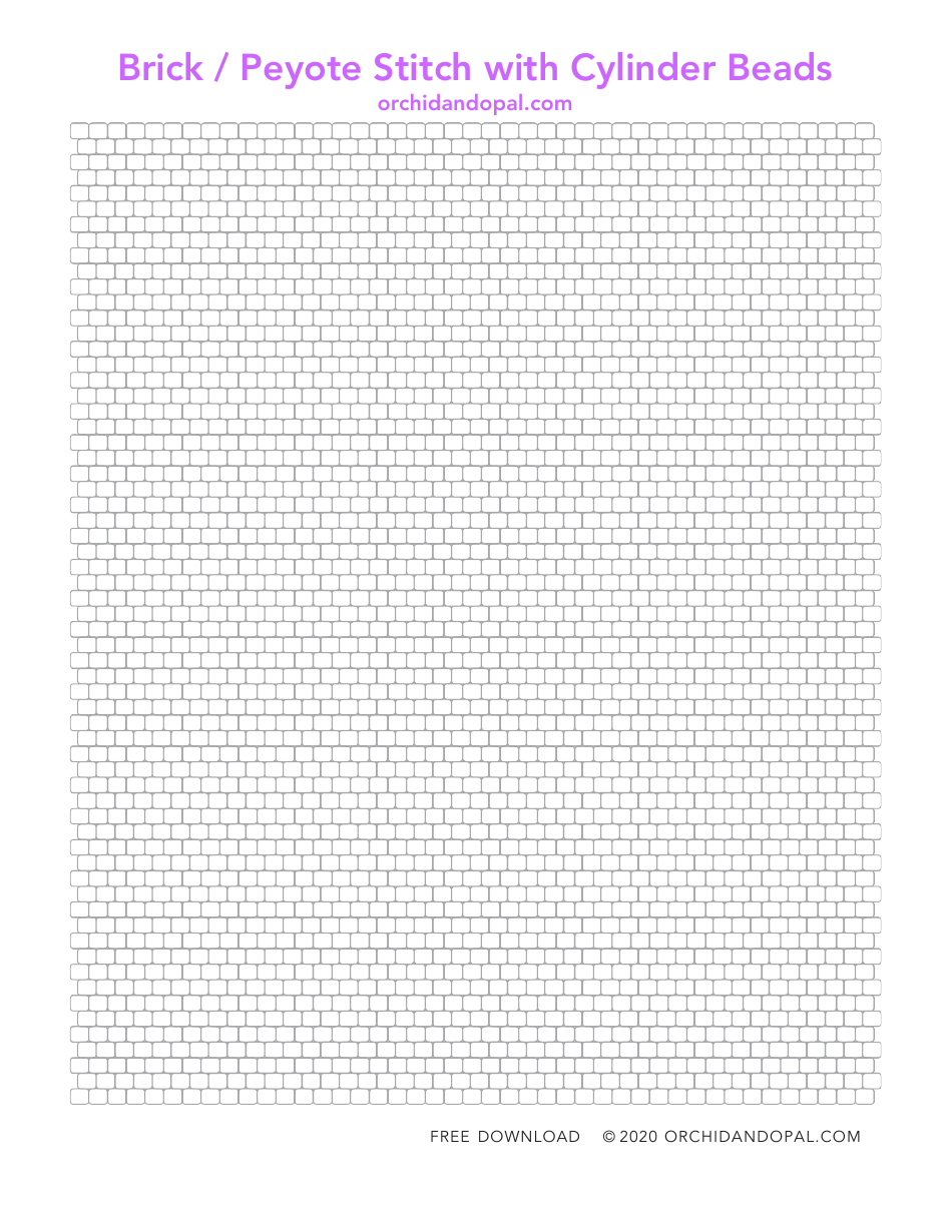 Brick peyote stitch with cylinder beads graph paper download printable