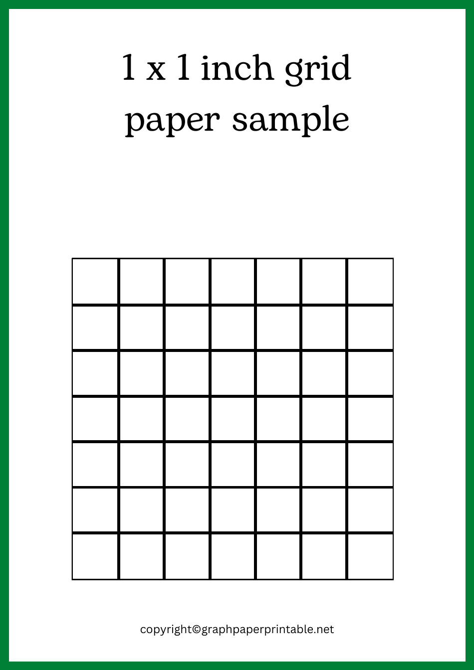 1x1 Inch Grid Paper Sample, Page 1