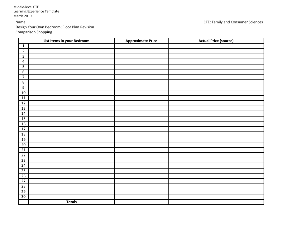 Middle-Level Cte Learning Experience Template - Design Your Own Bedroom; Floor Plan Revisions - New York, Page 12