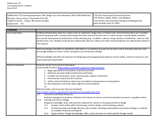 Middle-Level Cte Learning Experience Template - Design Your Own Bedroom; Floor Plan Revisions - New York