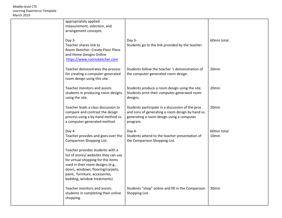 Middle-Level Cte Learning Experience Template - Design Your Own Bedroom; Floor Plan Revisions - New York, Page 6