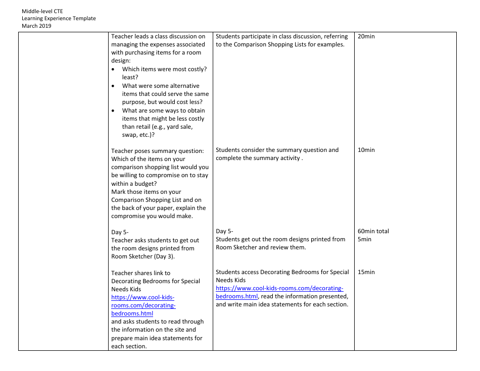 Middle-Level Cte Learning Experience Template - Design Your Own Bedroom; Floor Plan Revisions - New York, Page 7