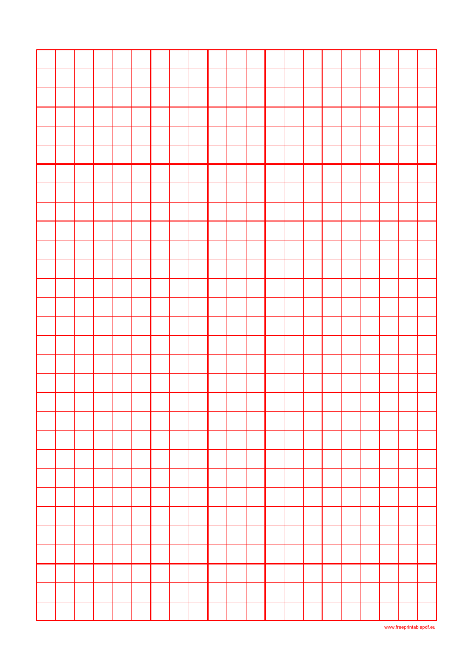 Red Grid Graph Paper, Page 1