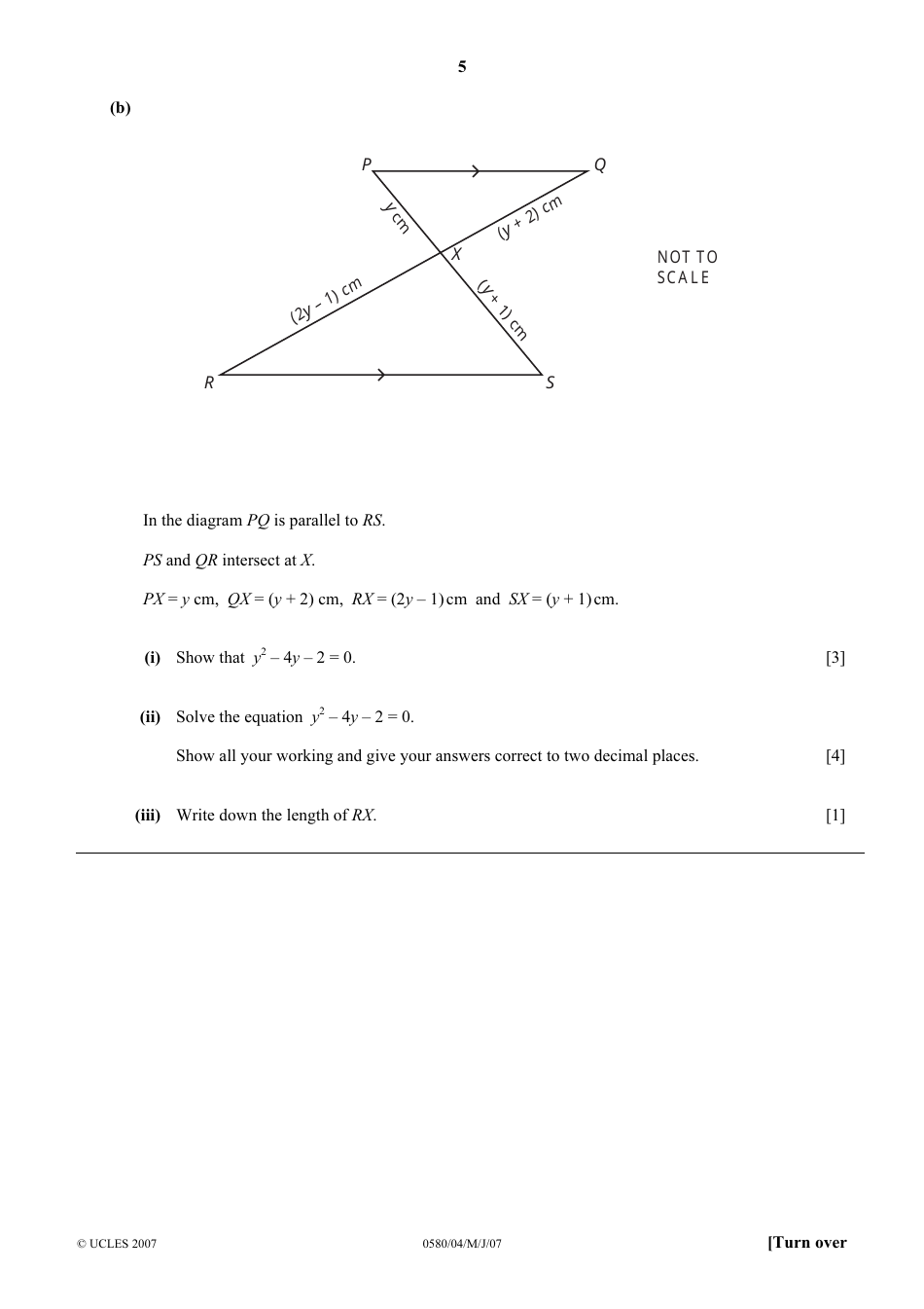 May / June 2007 University of Cambridge International Examinations: Mathematics Paper 4 (Extended), Page 5
