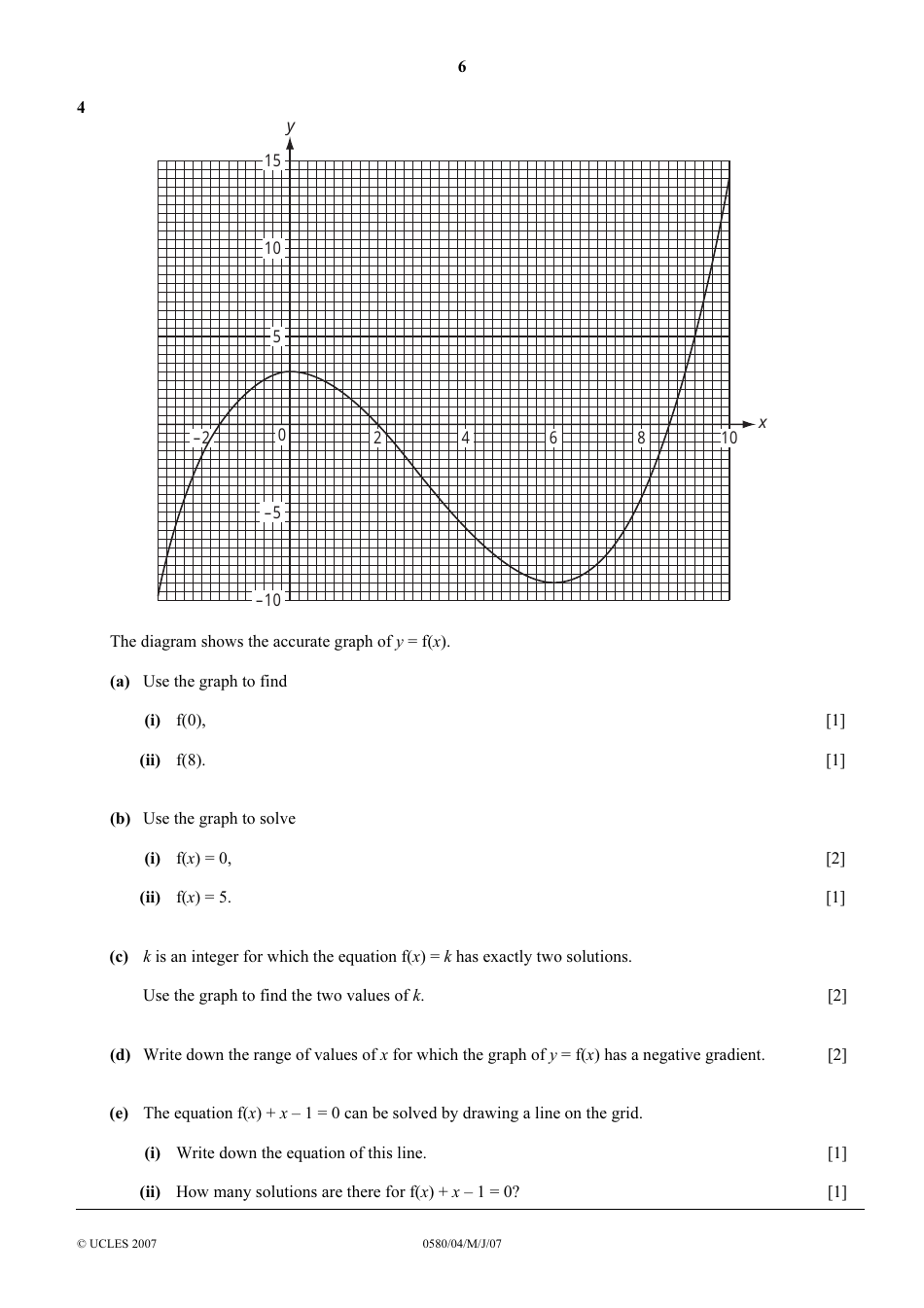 May / June 2007 University of Cambridge International Examinations: Mathematics Paper 4 (Extended), Page 6