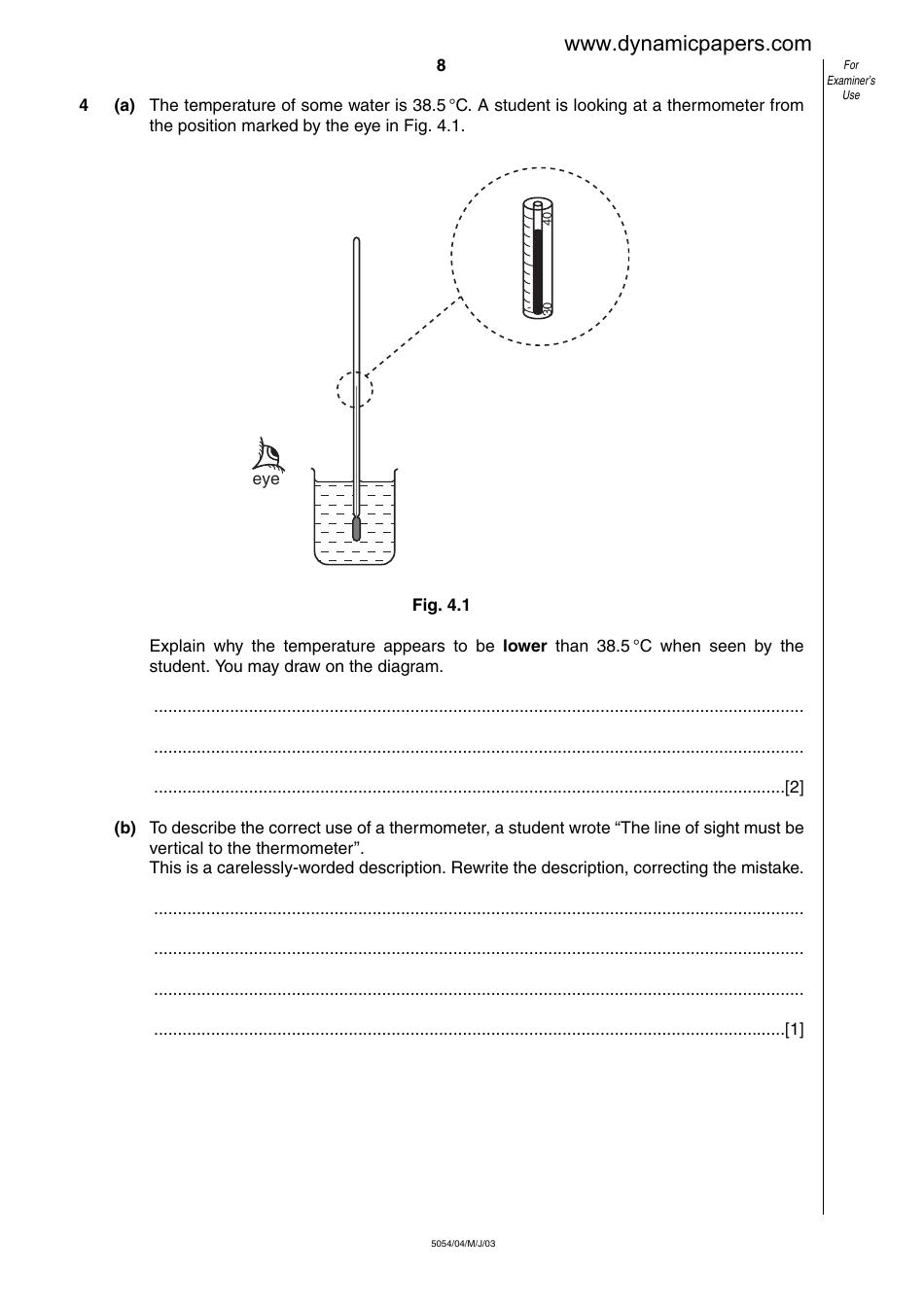 Cambridge International Examinations: Physics Paper 4 - Alternative to Practical, Page 8
