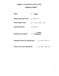Document preview: Algebra I: Final Review 2021-2022