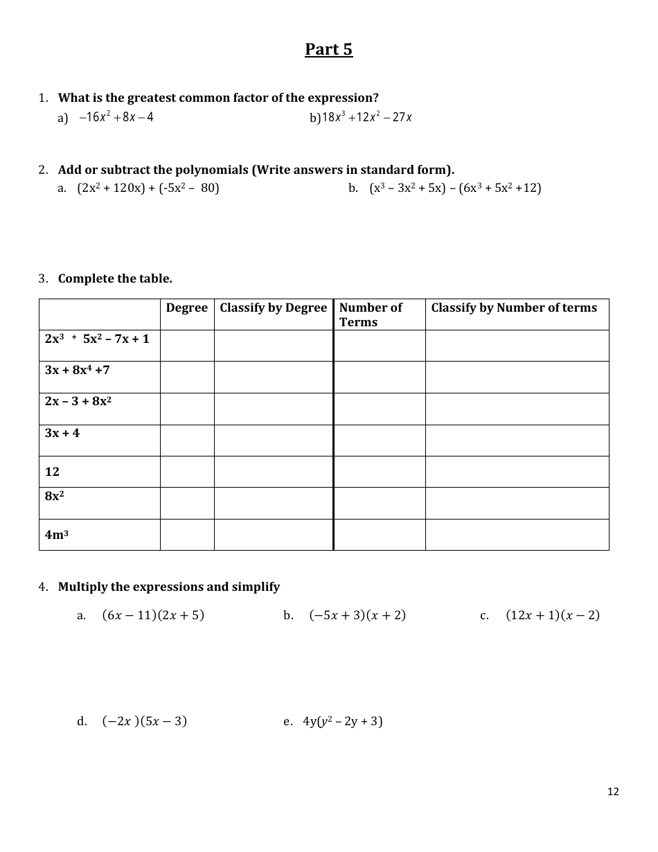 Algebra I: Final Review 2021-2022, Page 12