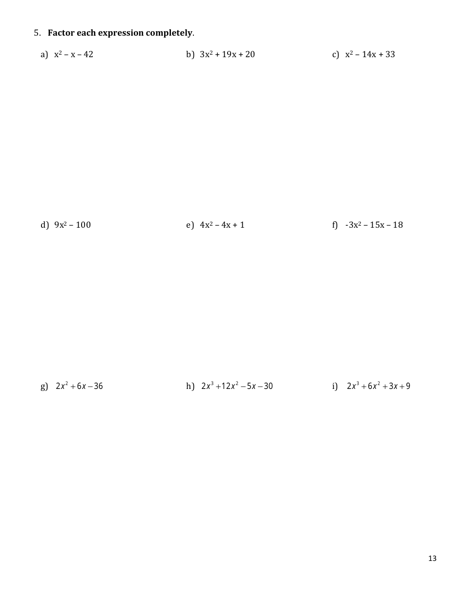 Algebra I: Final Review 2021-2022, Page 13