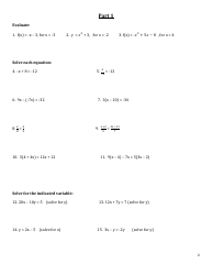 Algebra I: Final Review 2021-2022, Page 2