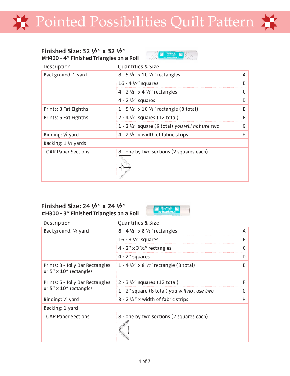 Pointed Possibilities Quilt Pattern - Fat Quarter Shop, Page 4