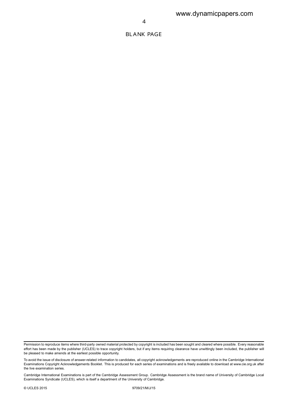 May / June 2015 Cambridge International Examinations: Mathematics Paper 2 Pure Mathematics 2 (P2), Page 4