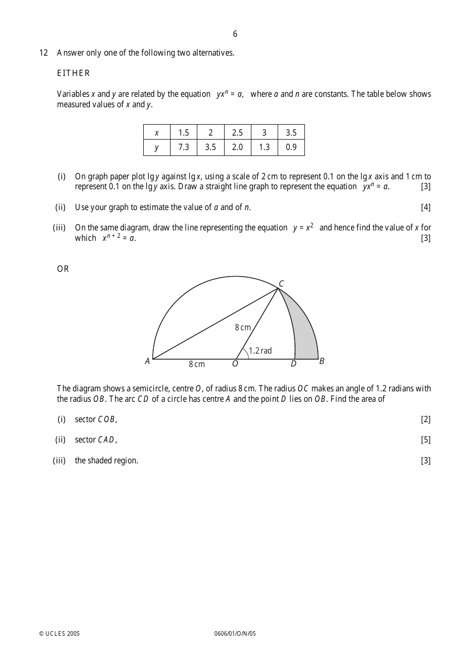 University of Cambridge International Examinations: Additional Mathematics Paper 1 - 0606 / 01, Page 6