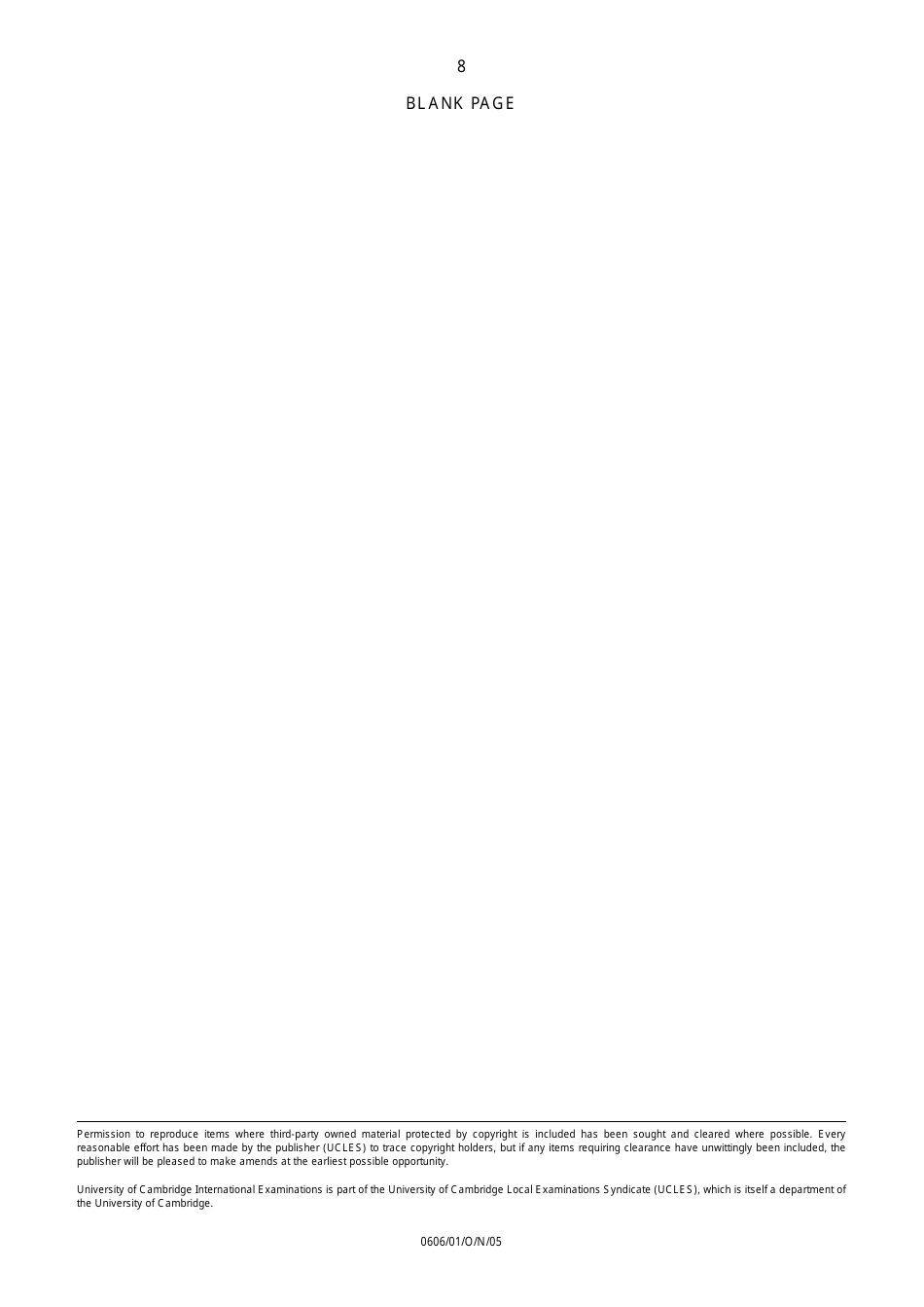 University of Cambridge International Examinations: Additional Mathematics Paper 1 - 0606 / 01, Page 8