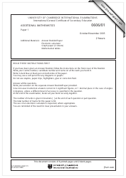 Document preview: University of Cambridge International Examinations: Additional Mathematics Paper 1 - 0606/01