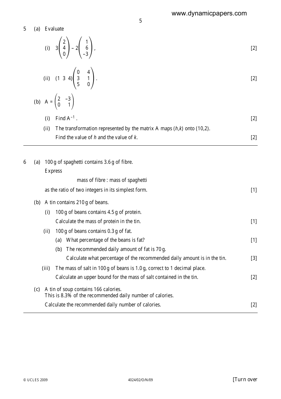 University of Cambridge International Examinations: Mathematics (Syllabus D) Paper 2, Page 5