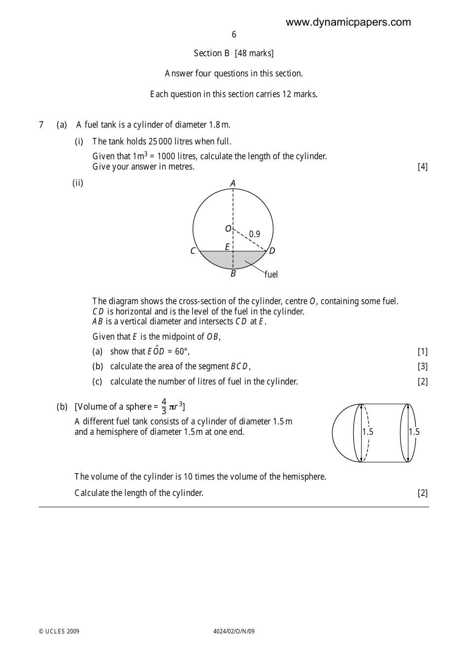University of Cambridge International Examinations: Mathematics (Syllabus D) Paper 2, Page 6
