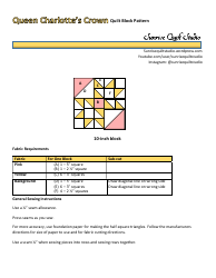 Document preview: Queen Charlottes Crown Quilt Block Pattern