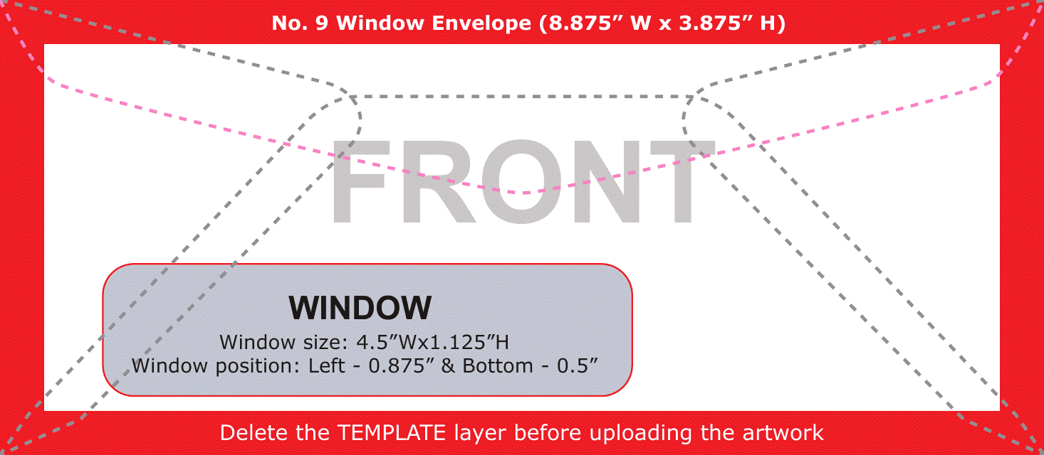 No.9 Window Envelope Template - Front