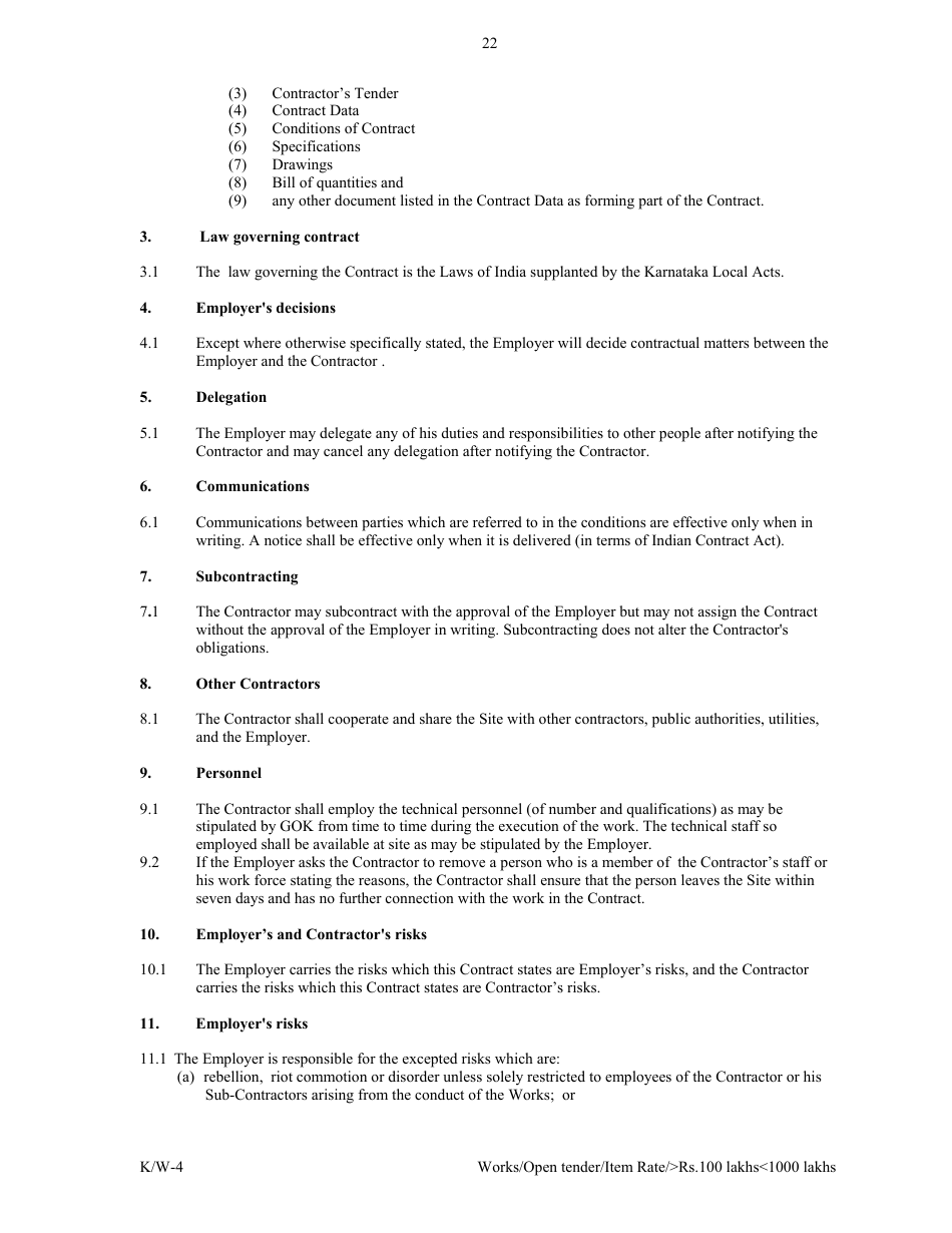 Annexure K / W-4 Open Tender - Item Rate Rs. 100 Lakhs Rs.1000 Lakhs - Karnataka, India, Page 22