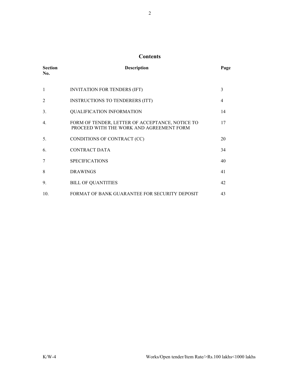 Annexure K / W-4 Open Tender - Item Rate Rs. 100 Lakhs Rs.1000 Lakhs - Karnataka, India, Page 2