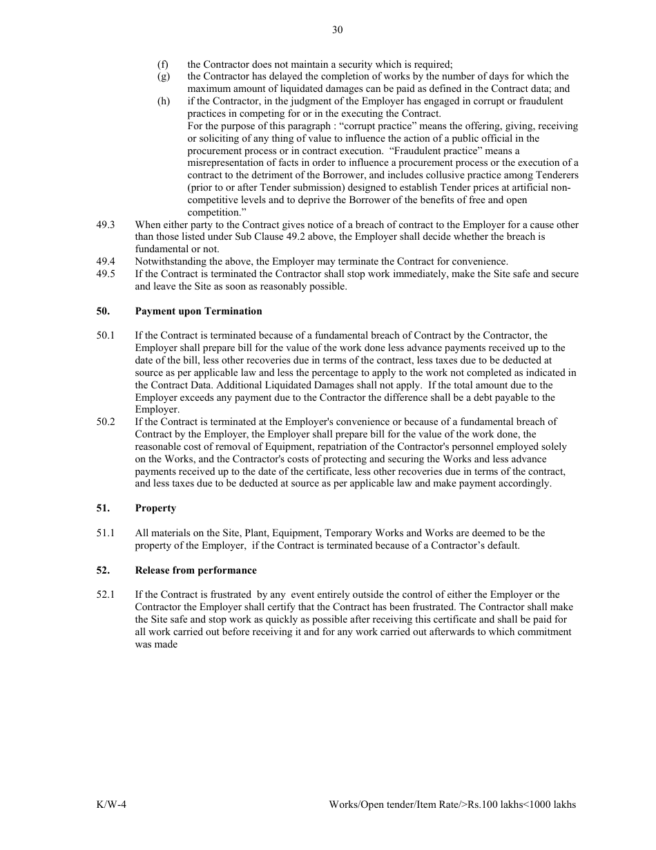 Annexure K / W-4 Open Tender - Item Rate Rs. 100 Lakhs Rs.1000 Lakhs - Karnataka, India, Page 30