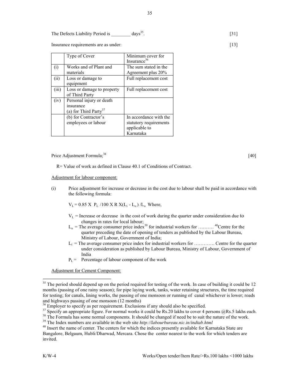 Annexure K / W-4 Open Tender - Item Rate Rs. 100 Lakhs Rs.1000 Lakhs - Karnataka, India, Page 35
