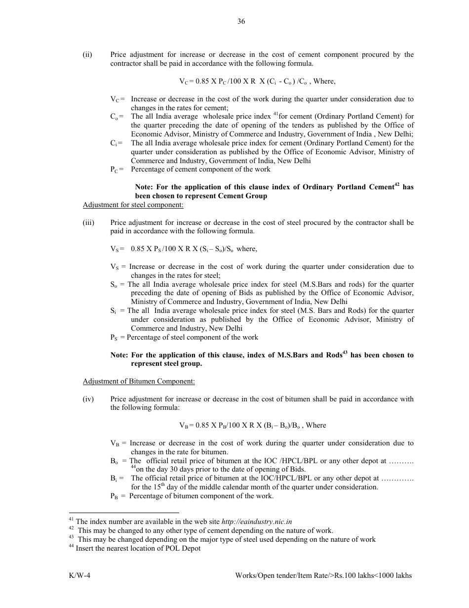 Annexure K / W-4 Open Tender - Item Rate Rs. 100 Lakhs Rs.1000 Lakhs - Karnataka, India, Page 36