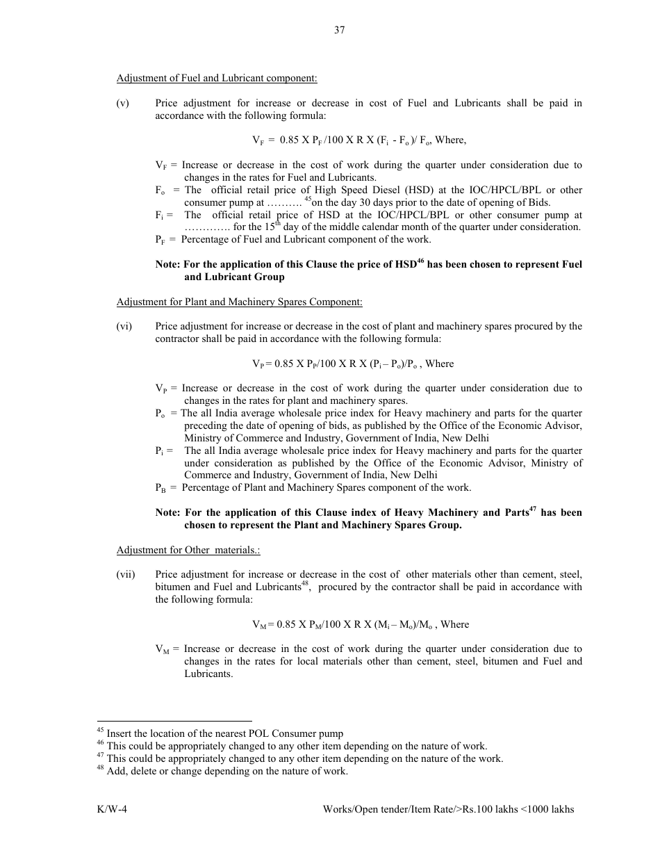 Annexure K / W-4 Open Tender - Item Rate Rs. 100 Lakhs Rs.1000 Lakhs - Karnataka, India, Page 37